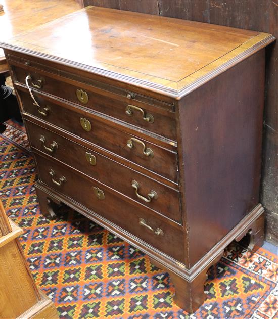 A George III and later mahogany chest of four long drawers W.83cm